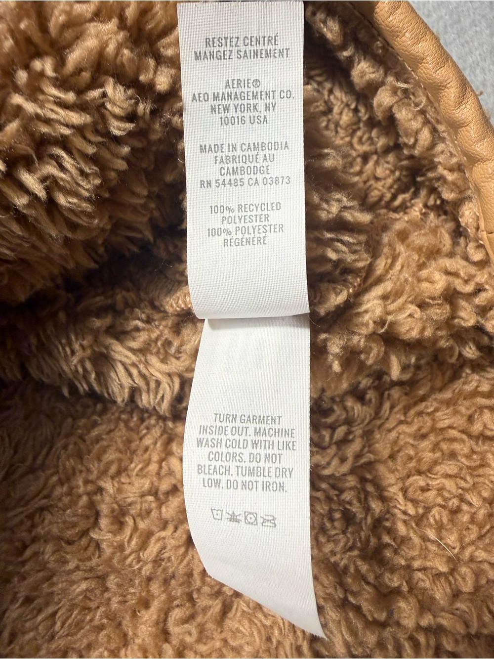 Small OFFLINE By Aerie Fluffy Sherpa Quarter Zip Sweatshirt Brown Beach Dune - Picture 8 of 12